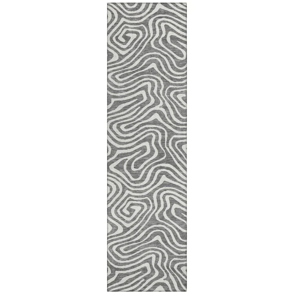 LOOMLAN Rugs Evalora Gray Washable Indoor-Outdoor Rug