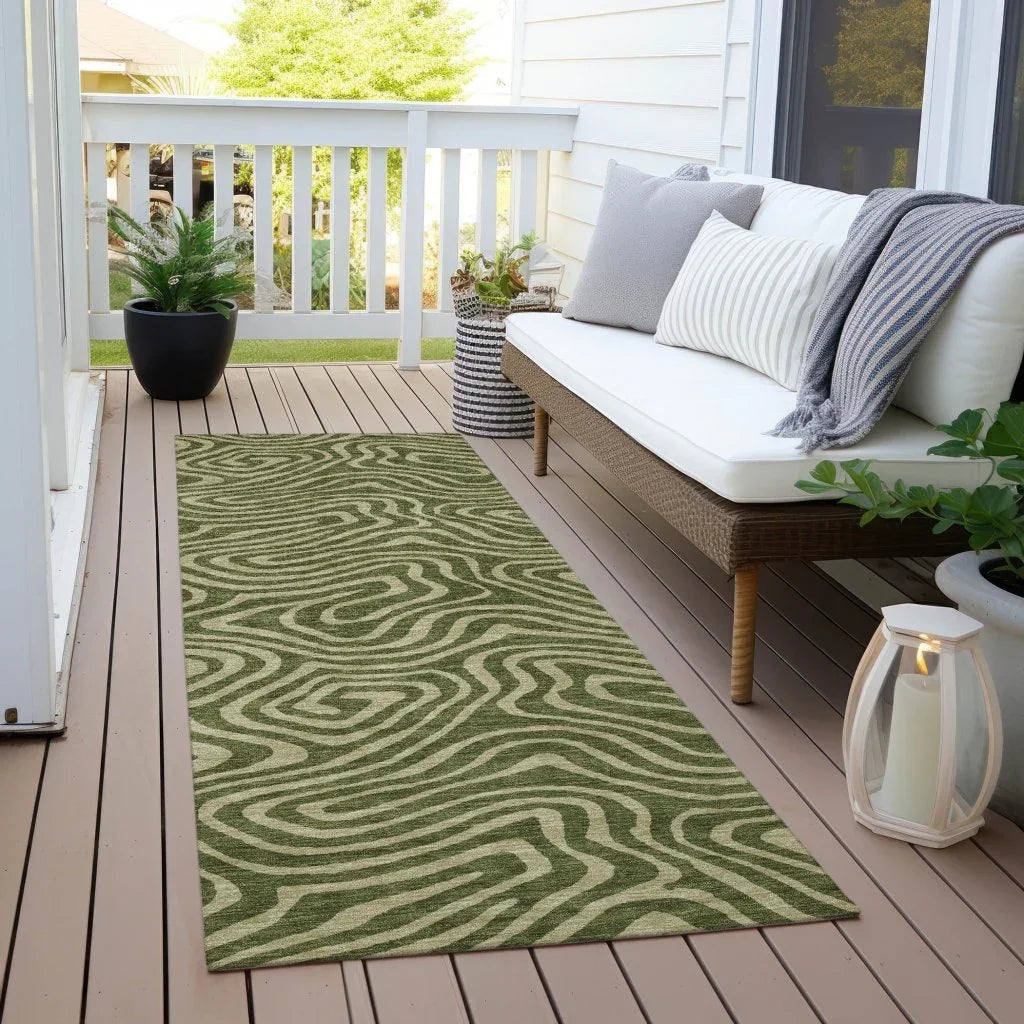 LOOMLAN Rugs Evalora Green Washable Indoor-Outdoor Rug