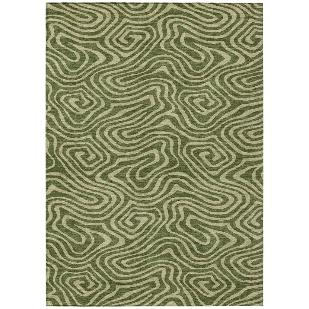 LOOMLAN Rugs Evalora Green Washable Indoor-Outdoor Rug