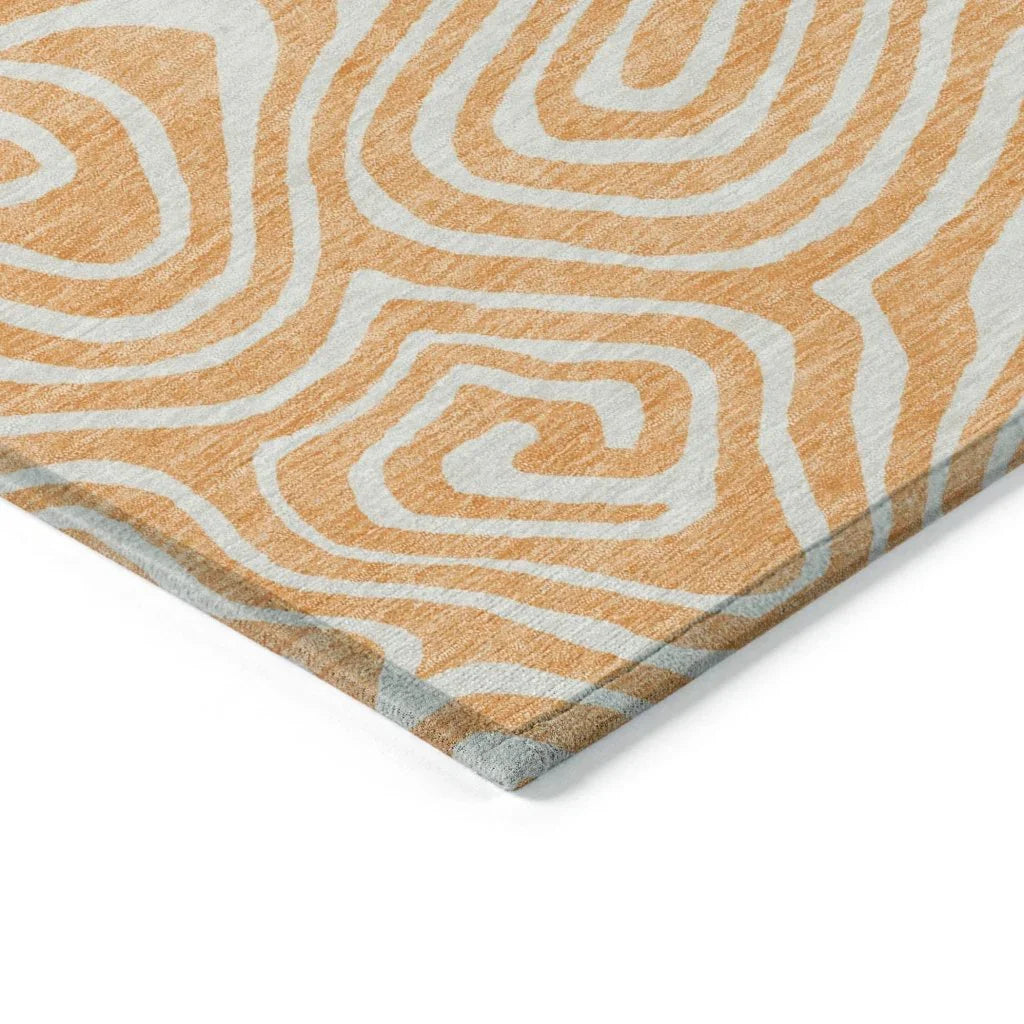 LOOMLAN Rugs Evalora Orange Washable Indoor-Outdoor Rug