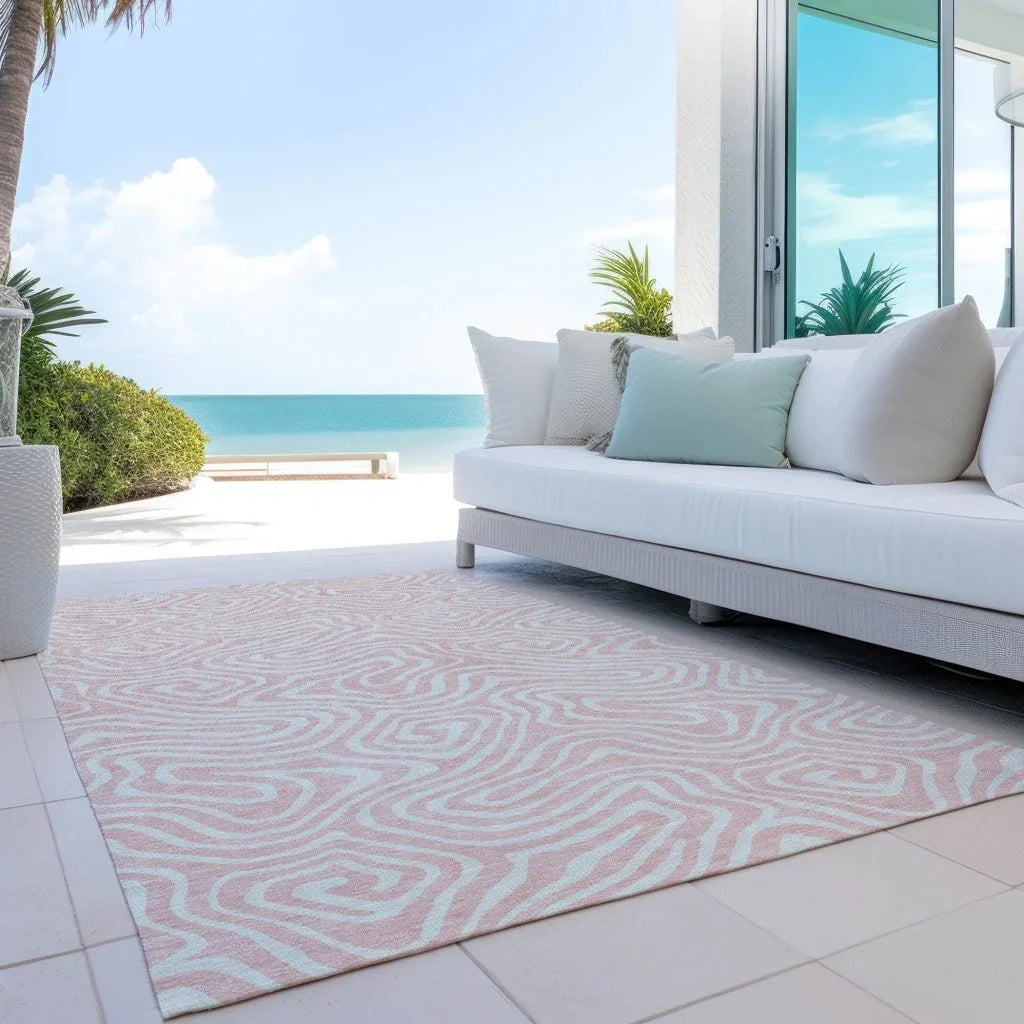 LOOMLAN Rugs Evalora Pink Washable Indoor-Outdoor Rug