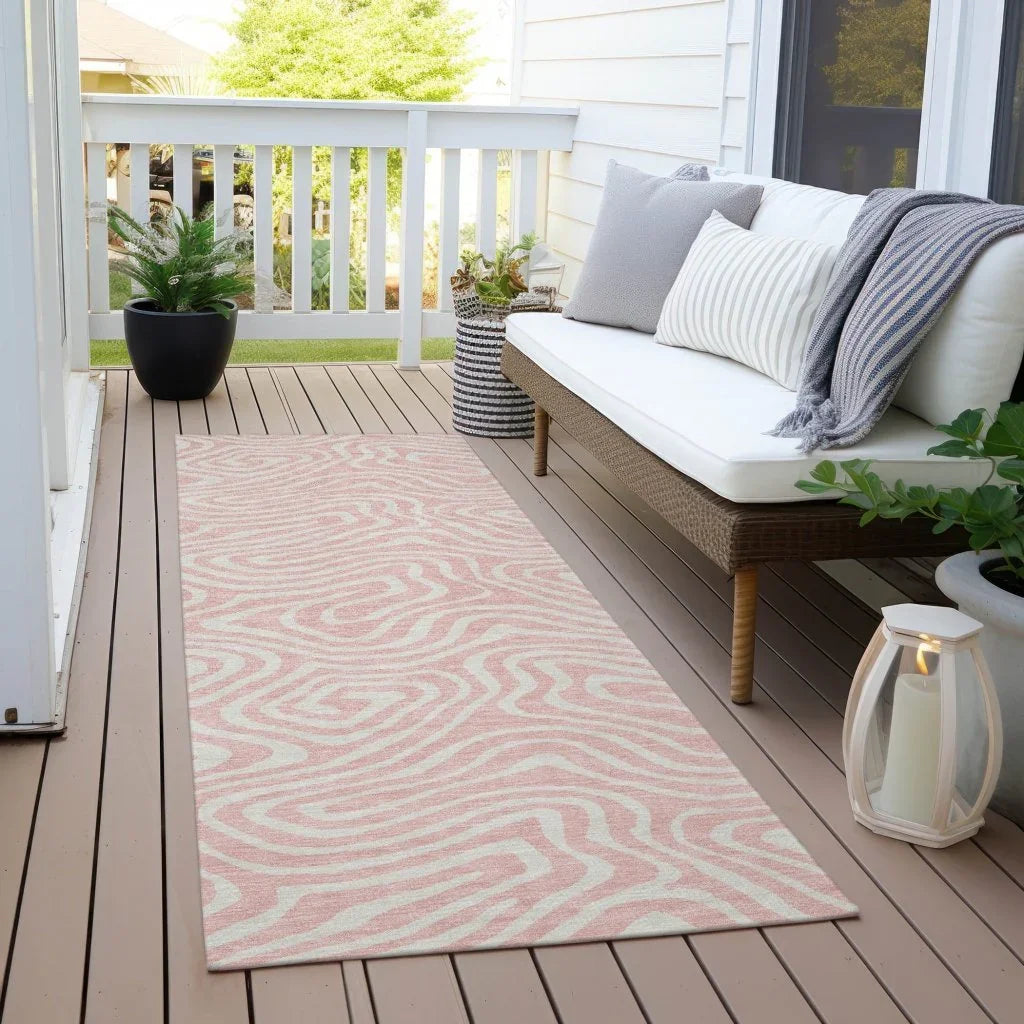 LOOMLAN Rugs Evalora Pink Washable Indoor-Outdoor Rug