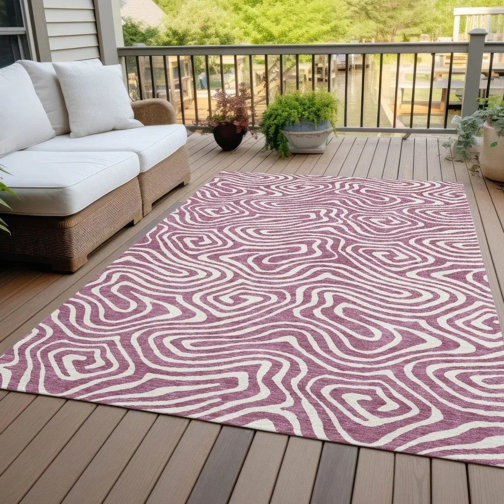 LOOMLAN Rugs Evalora Purple Washable Indoor-Outdoor Rug