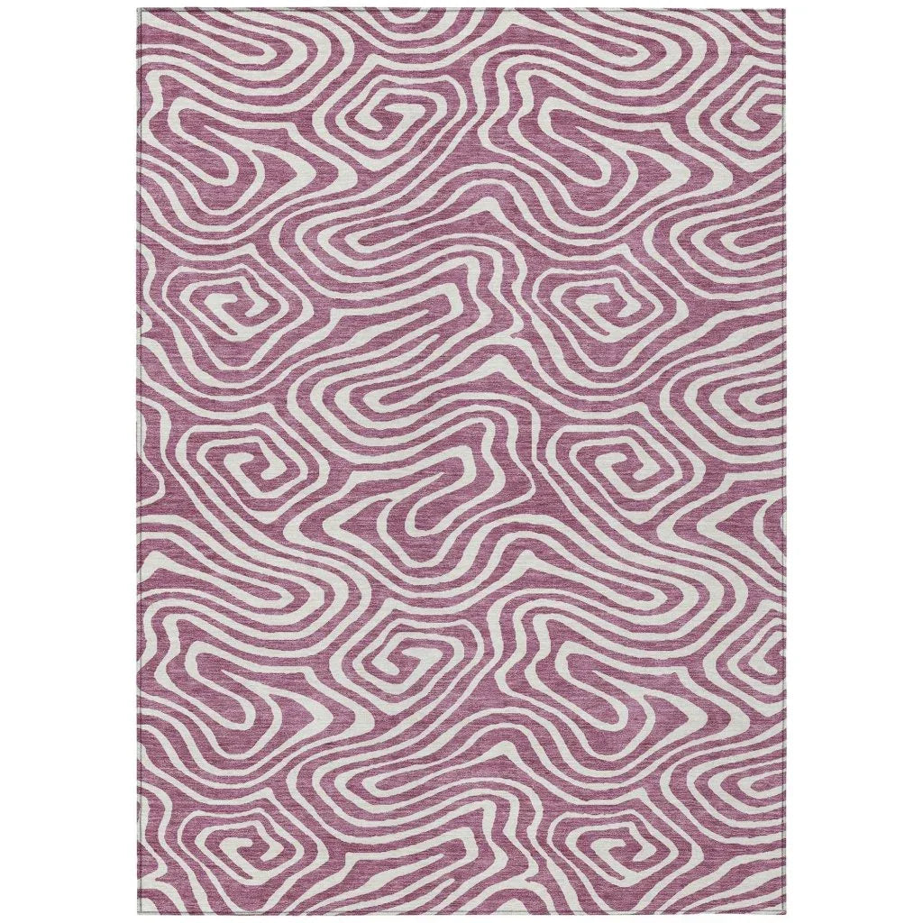 LOOMLAN Rugs Evalora Purple Washable Indoor-Outdoor Rug