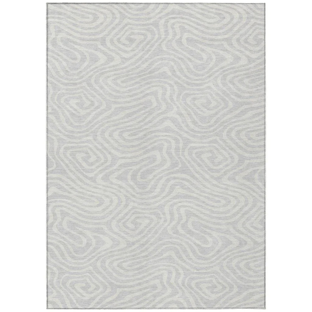LOOMLAN Rugs Evalora Silver Washable Indoor-Outdoor Rug