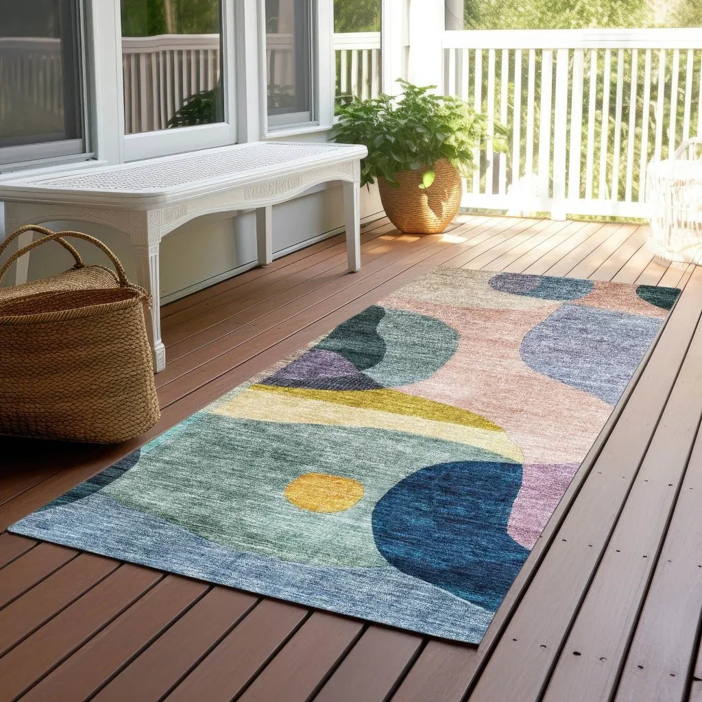 LOOMLAN Rugs Evan Green Washable Indoor-Outdoor Rug