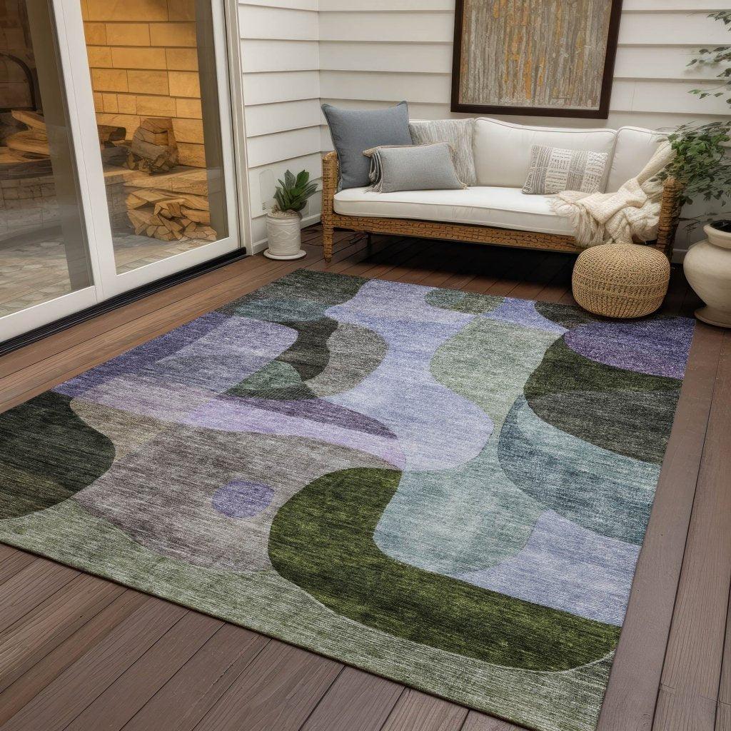 LOOMLAN Rugs Evan Olive Washable Indoor-Outdoor Rug