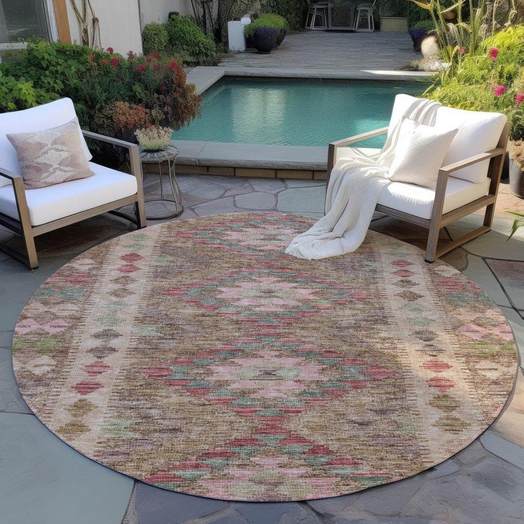 LOOMLAN Rugs Evynne Brown Washable Indoor-Outdoor Rug