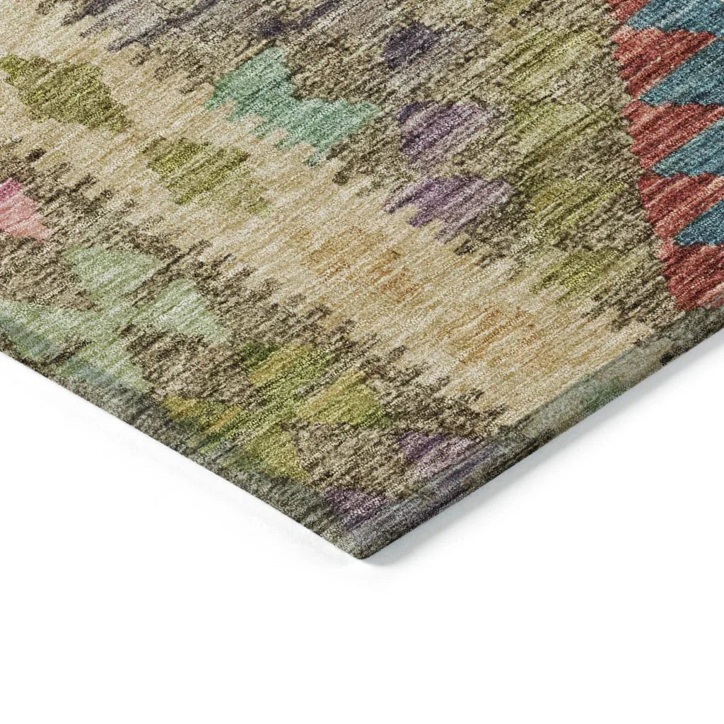 LOOMLAN Rugs Evynne Green Washable Indoor-Outdoor Rug