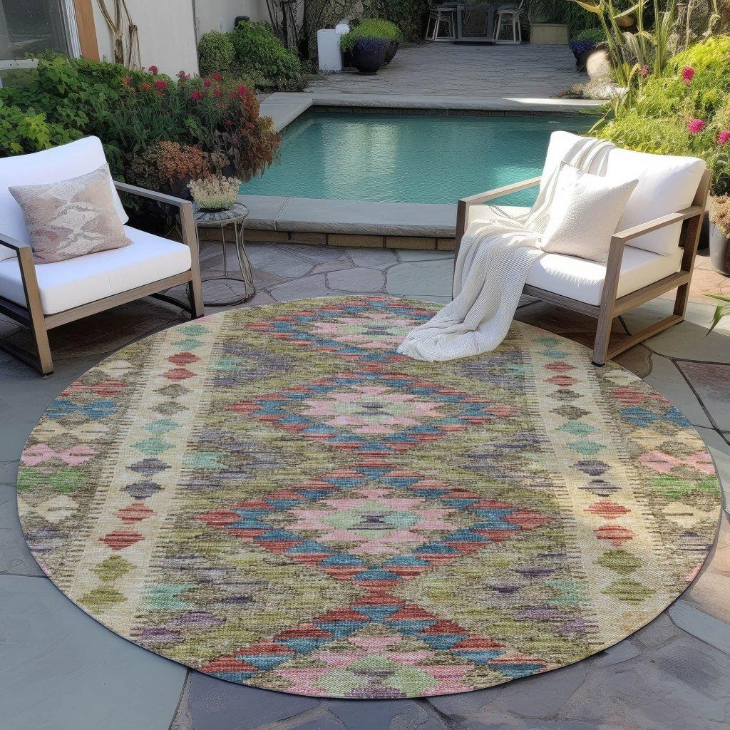 LOOMLAN Rugs Evynne Green Washable Indoor-Outdoor Rug