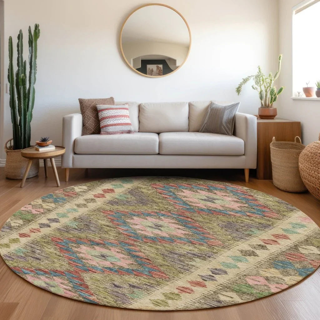 LOOMLAN Rugs Evynne Green Washable Indoor-Outdoor Rug