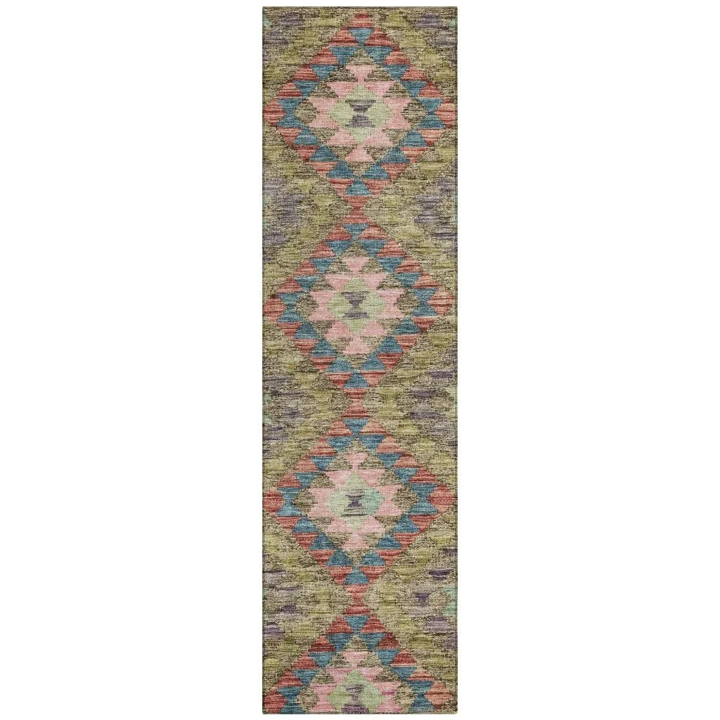 LOOMLAN Rugs Evynne Green Washable Indoor-Outdoor Rug