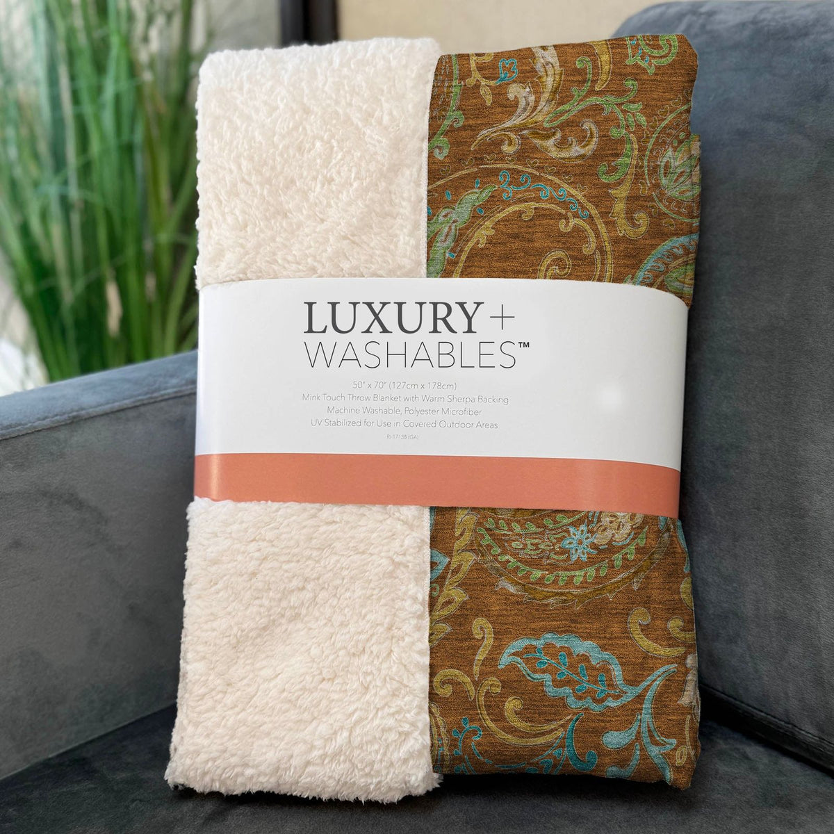 Paisley Paprika Washable Indoor-Outdoor Rug