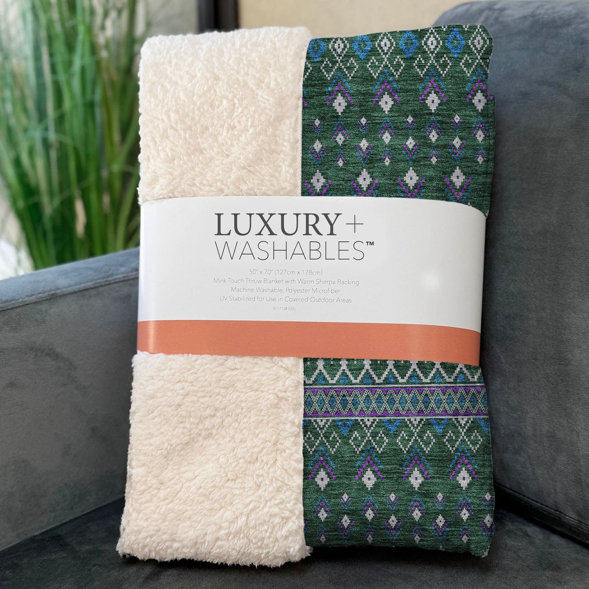Lazy Rivers Green Washable Indoor-Outdoor Rug