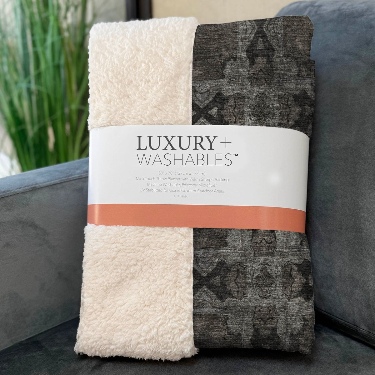 Panel Grey Washable Indoor-Outdoor Rug
