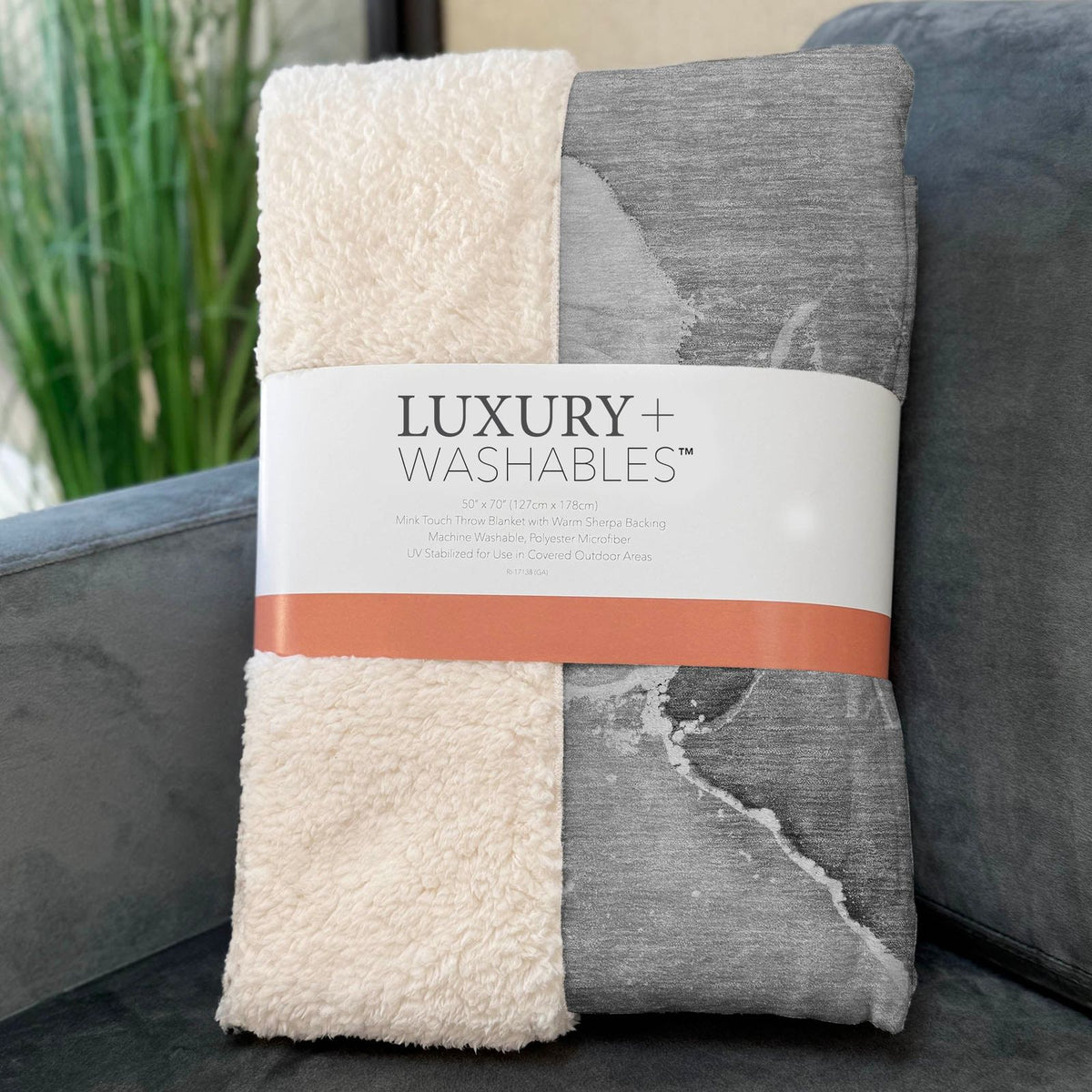 Muted Whispers Grey Washable Indoor-Outdoor Rug