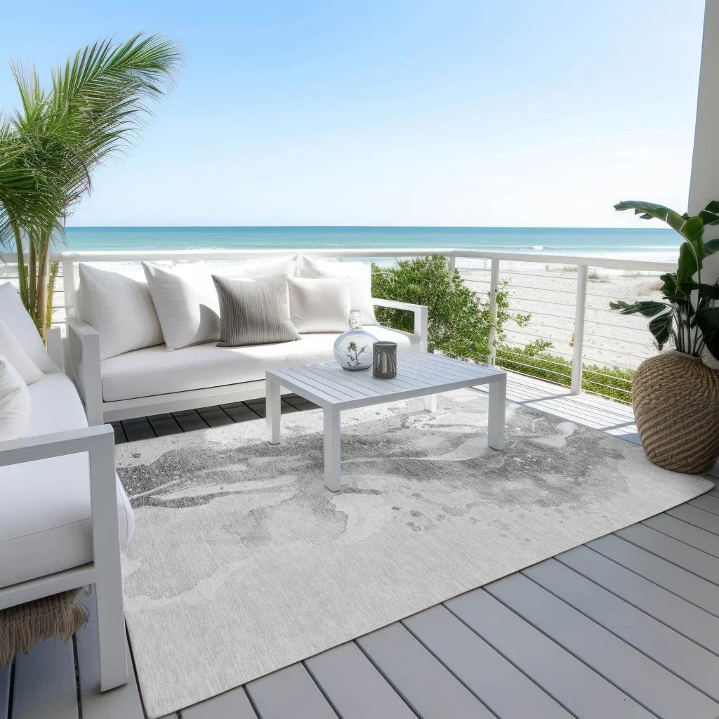 Serenza Gray Washable Indoor-Outdoor Rug -- gray