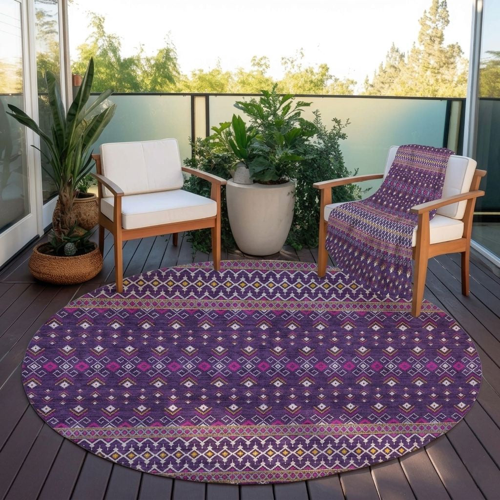 Lazy Rivers Purple Indoor-Outdoor Rug with Matching Throw