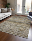 LOOMLAN Rugs Fariza Brown Washable Indoor-Outdoor Rug