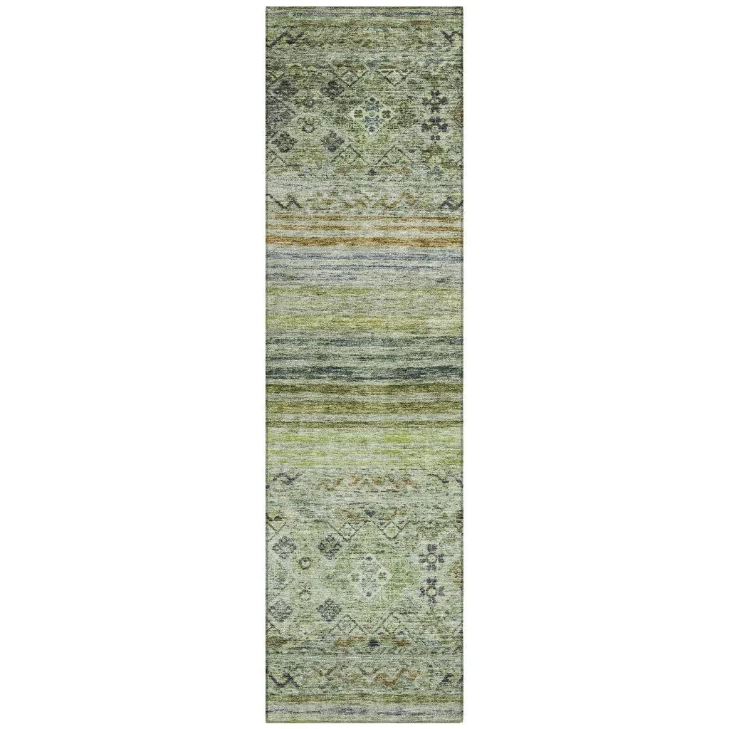 LOOMLAN Rugs Fariza Green Washable Indoor-Outdoor Rug