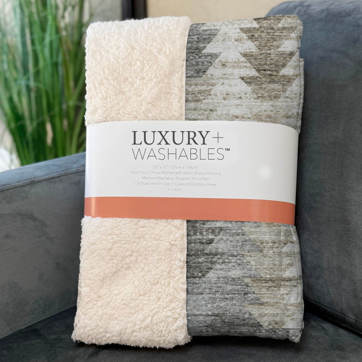 Angled Checks Taupe Washable Indoor-Outdoor Rug