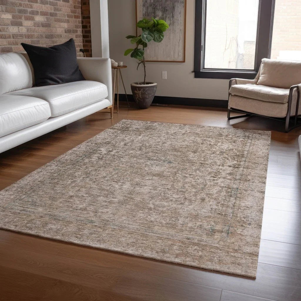 LOOMLAN Rugs Felissae Brown Washable Indoor-Outdoor Rug