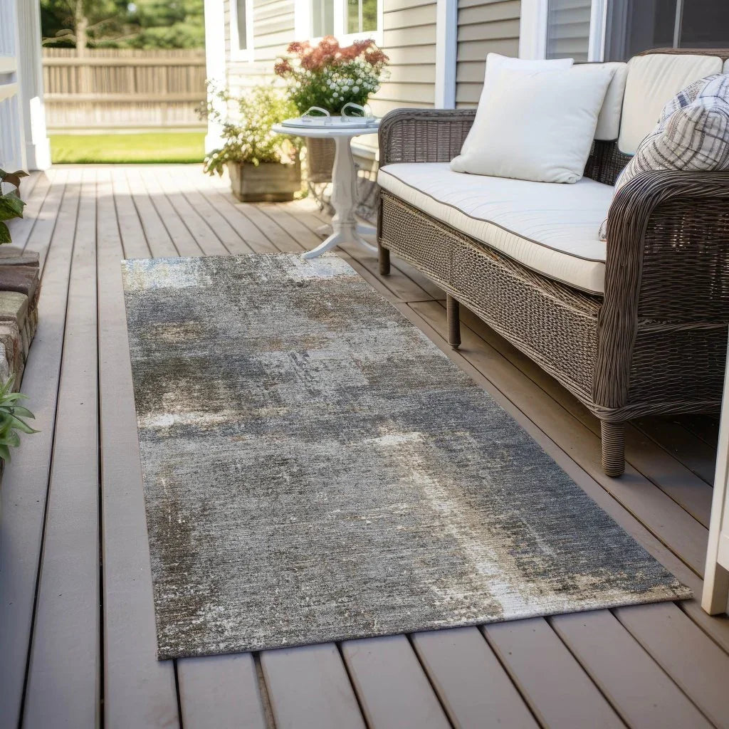LOOMLAN Rugs Fernal Brown Washable Indoor-Outdoor Rug
