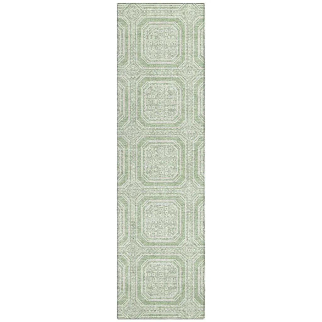 LOOMLAN Rugs Fernalis Green Washable Indoor-Outdoor Rug