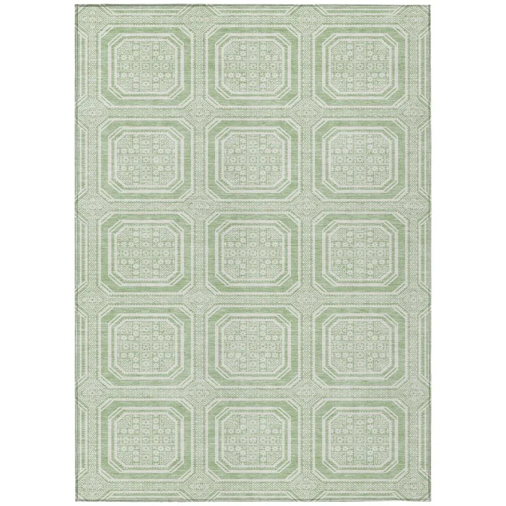 LOOMLAN Rugs Fernalis Green Washable Indoor-Outdoor Rug