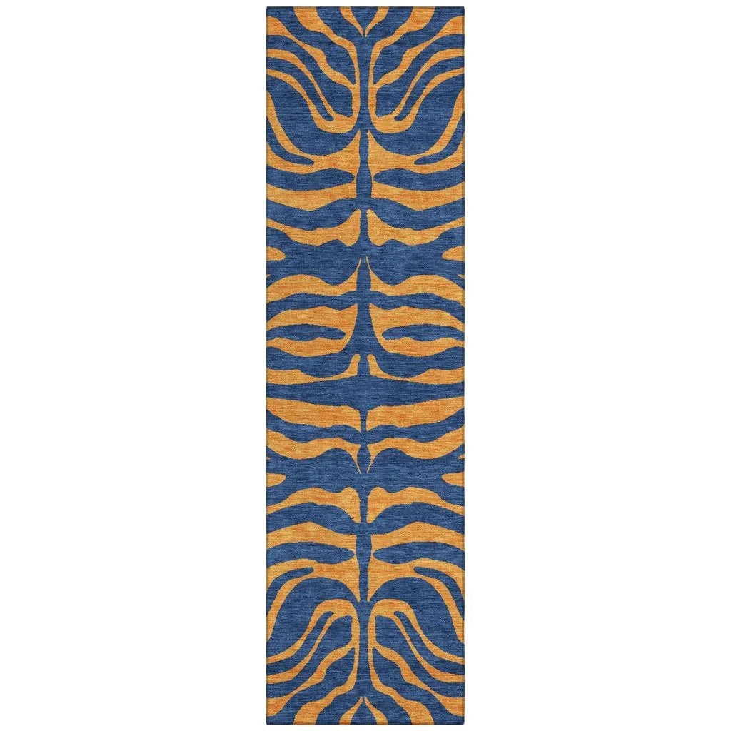 LOOMLAN Rugs Fernelle Blue Washable Indoor-Outdoor Rug