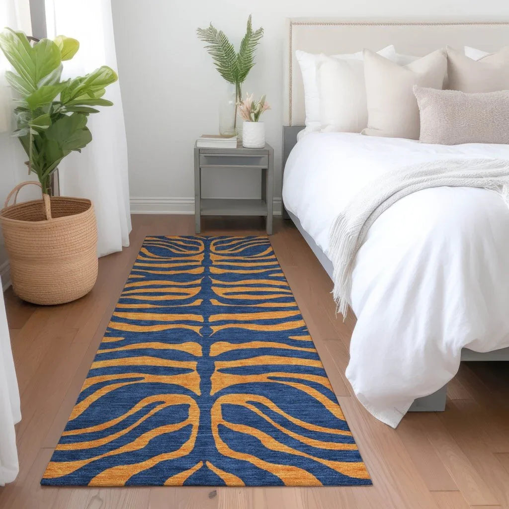 LOOMLAN Rugs Fernelle Blue Washable Indoor-Outdoor Rug