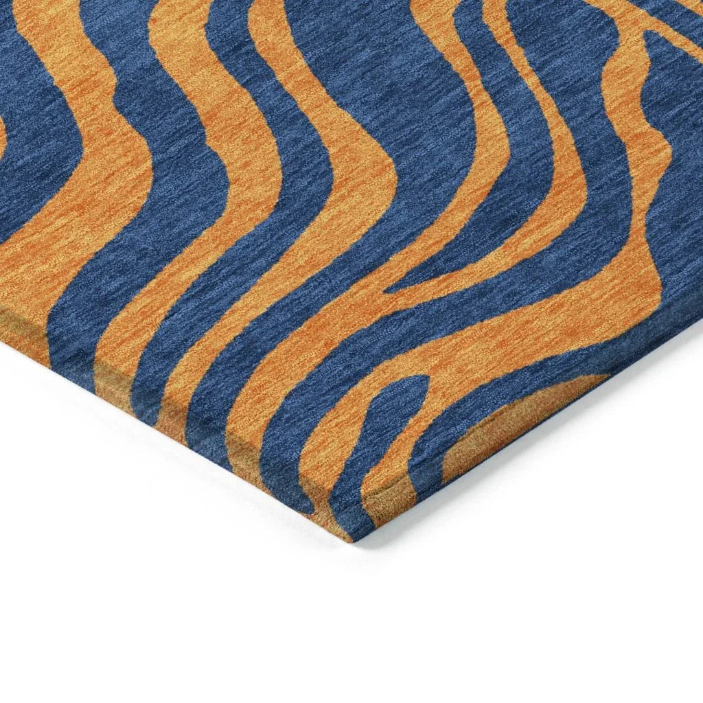 LOOMLAN Rugs Fernelle Blue Washable Indoor-Outdoor Rug