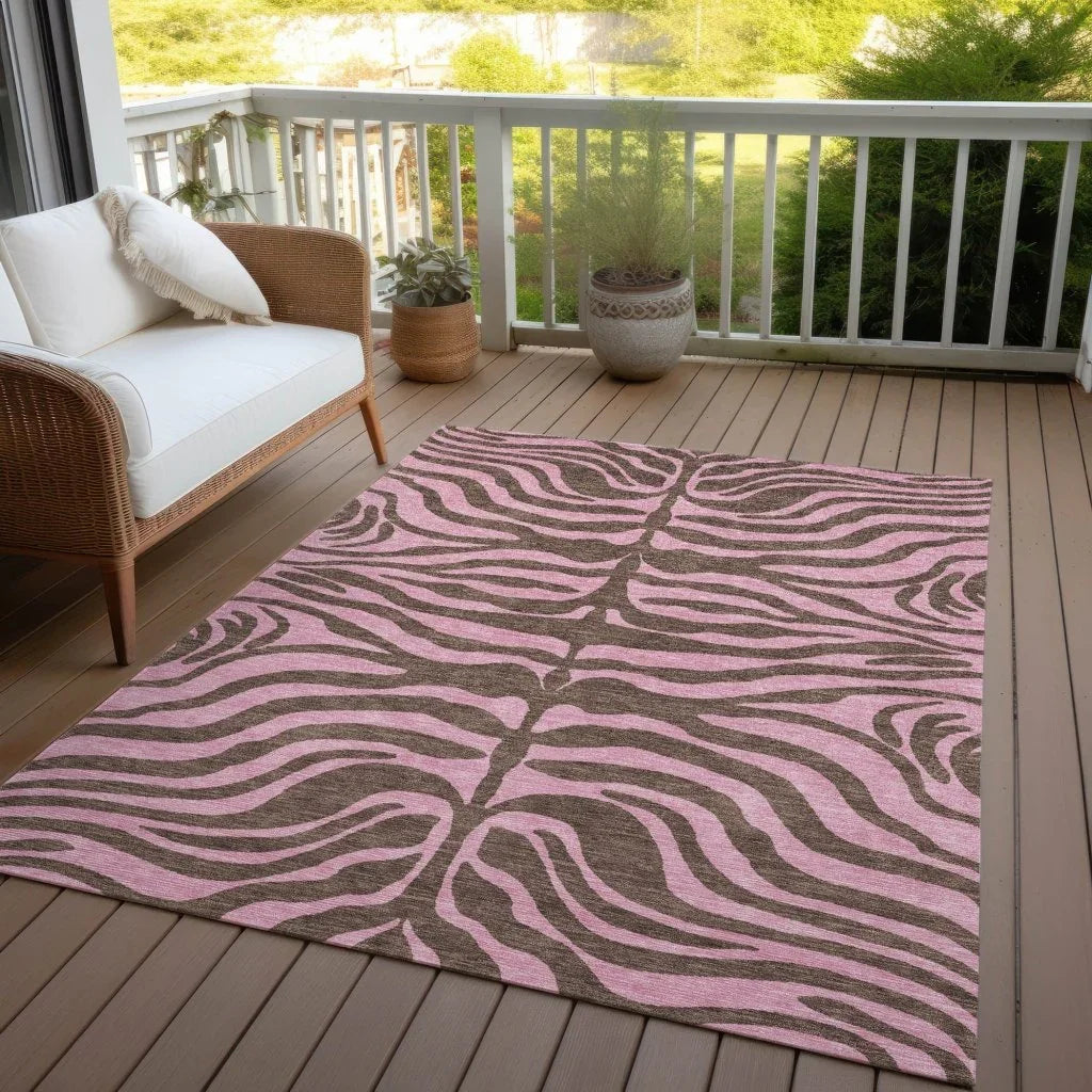 LOOMLAN Rugs Fernelle Brown Washable Indoor-Outdoor Rug