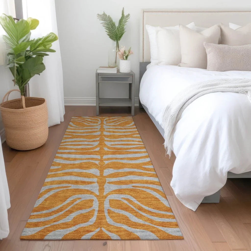 LOOMLAN Rugs Fernelle Orange Washable Indoor-Outdoor Rug