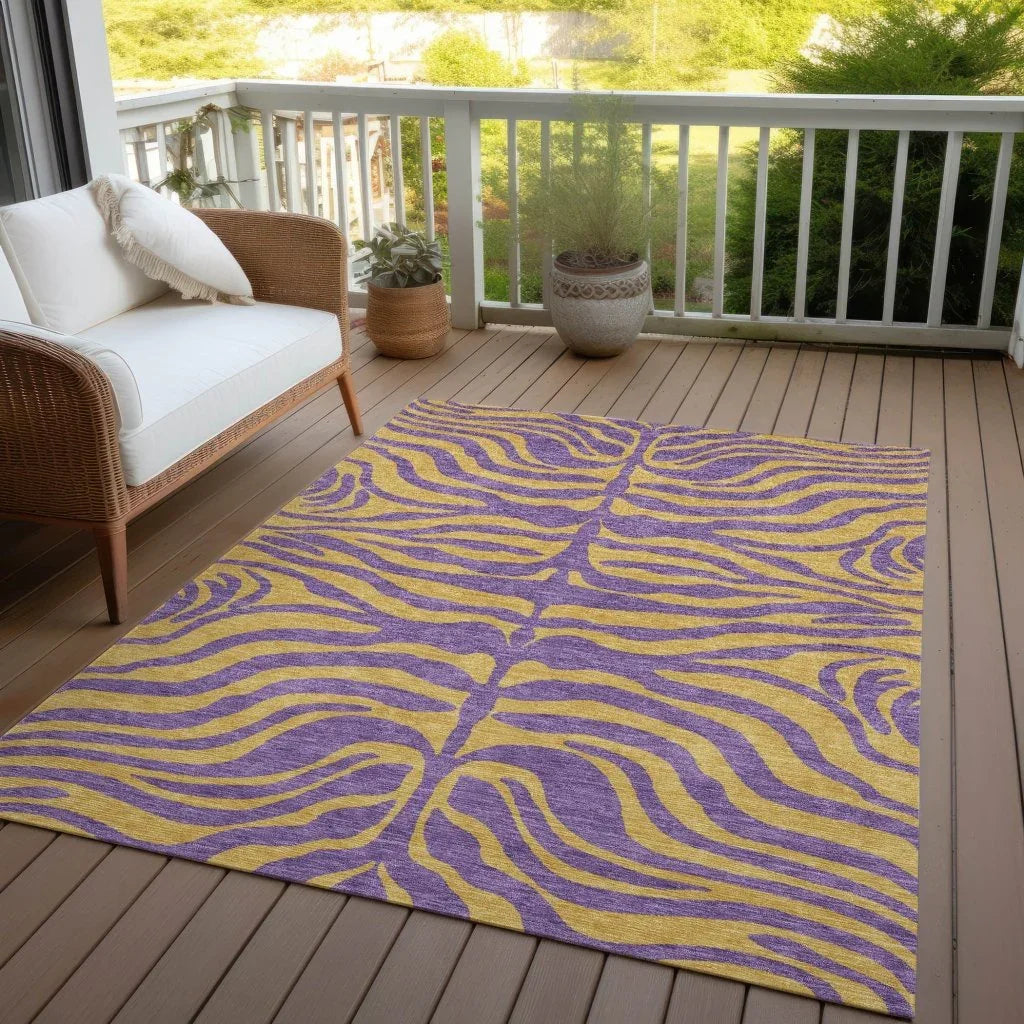 LOOMLAN Rugs Fernelle Purple Washable Indoor-Outdoor Rug