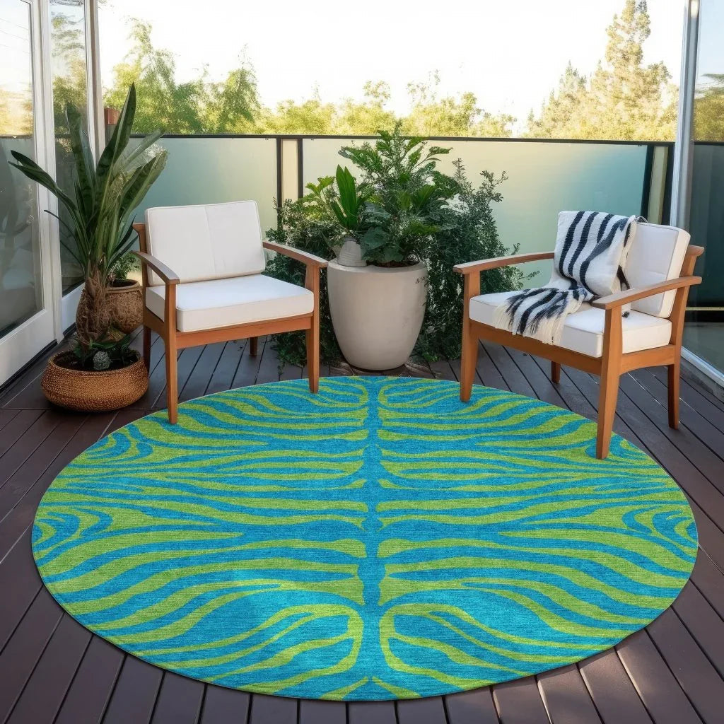 LOOMLAN Rugs Fernelle Teal Washable Indoor-Outdoor Rug