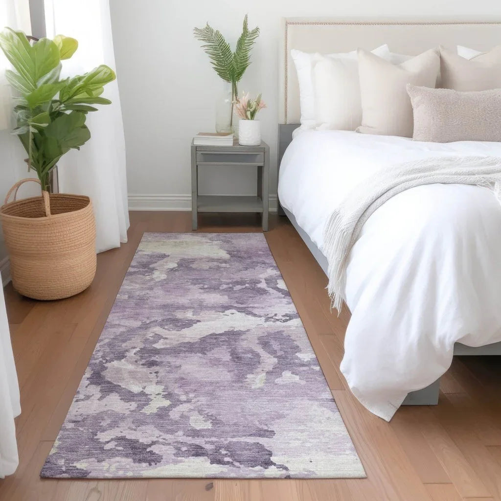 LOOMLAN Rugs Ferren Purple Washable Indoor-Outdoor Rug