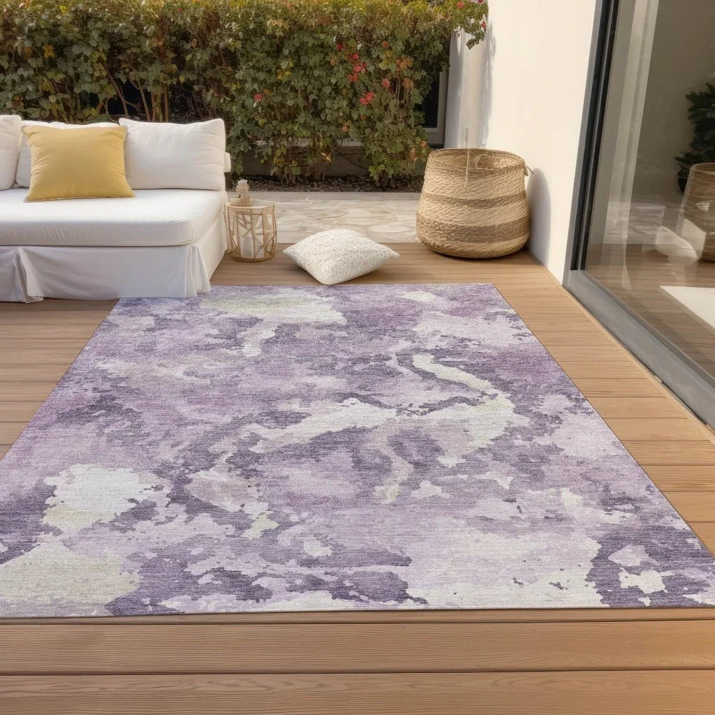 LOOMLAN Rugs Ferren Purple Washable Indoor-Outdoor Rug