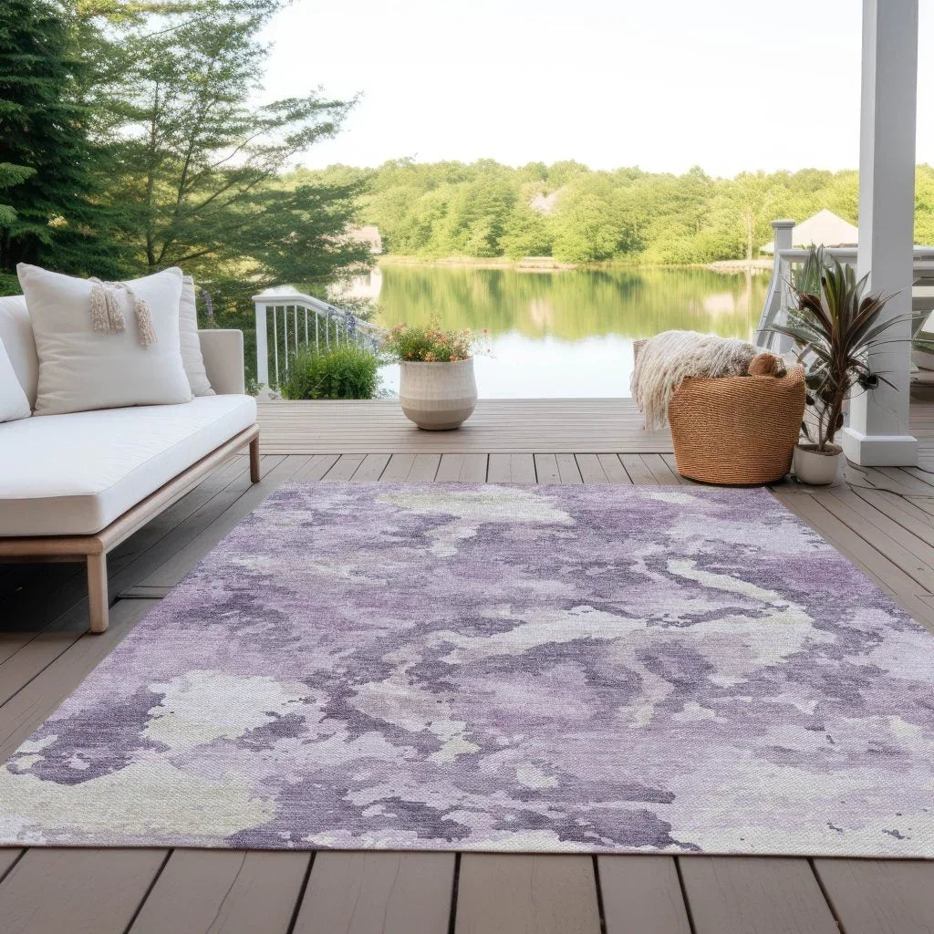 LOOMLAN Rugs Ferren Purple Washable Indoor-Outdoor Rug