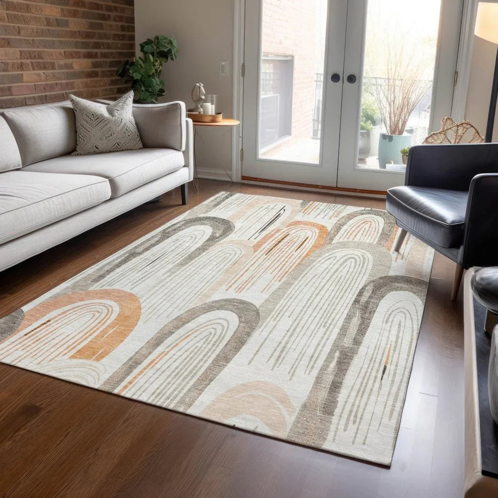LOOMLAN Rugs Feylinne Ivory Washable Indoor-Outdoor Rug