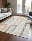 LOOMLAN Rugs Feylinne Ivory Washable Indoor-Outdoor Rug