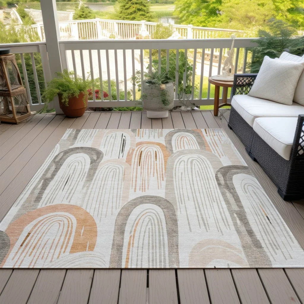 LOOMLAN Rugs Feylinne Ivory Washable Indoor-Outdoor Rug