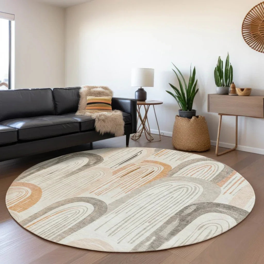 LOOMLAN Rugs Feylinne Ivory Washable Indoor-Outdoor Rug