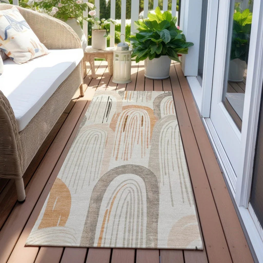 LOOMLAN Rugs Feylinne Ivory Washable Indoor-Outdoor Rug