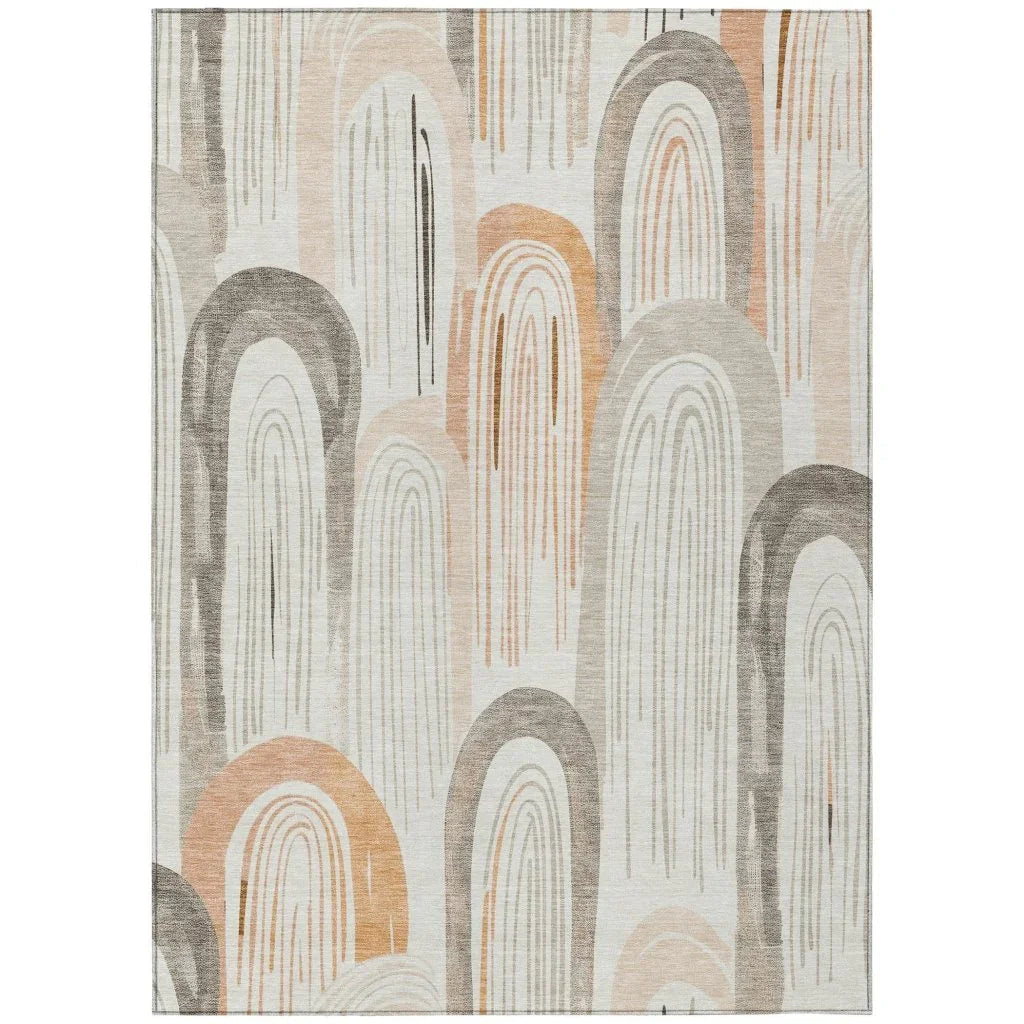 LOOMLAN Rugs Feylinne Ivory Washable Indoor-Outdoor Rug