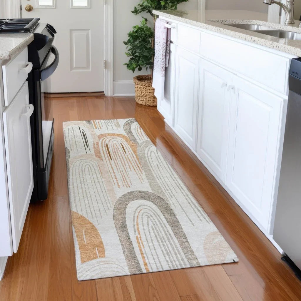 LOOMLAN Rugs Feylinne Ivory Washable Indoor-Outdoor Rug