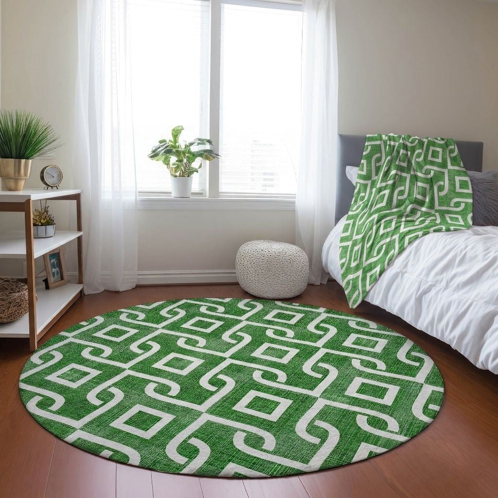 Offset Stripes Emerald Indoor-Outdoor Rug with Matching Throw