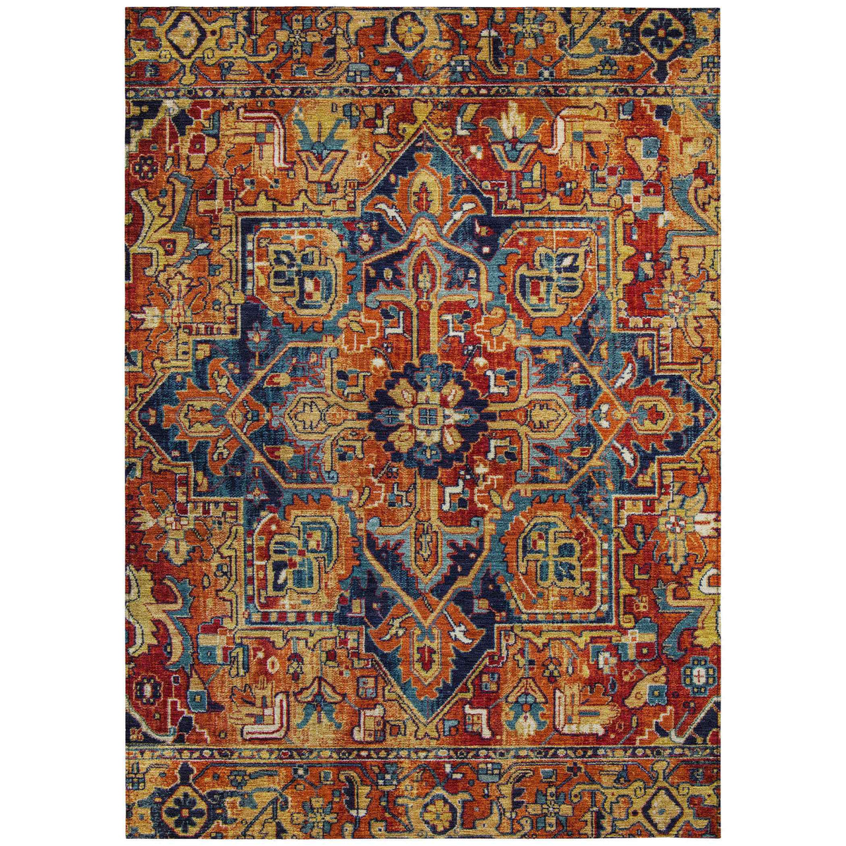 Oriental Paprika Washable Indoor-Outdoor Rug