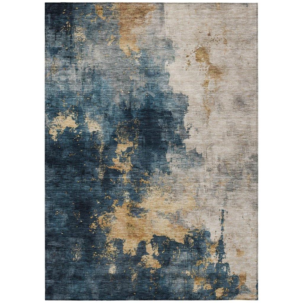 LOOMLAN Rugs Fibra Blue Washable Indoor-Outdoor Rug