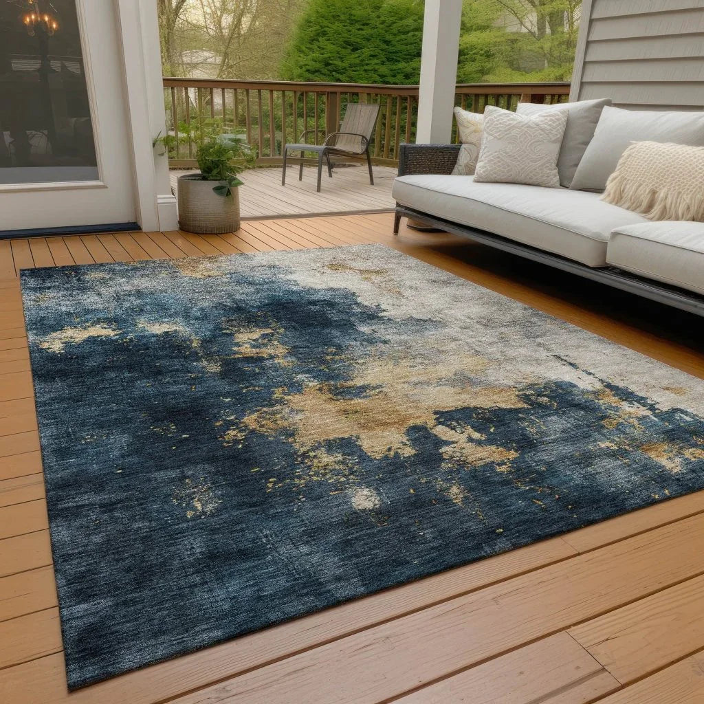 LOOMLAN Rugs Fibra Blue Washable Indoor-Outdoor Rug